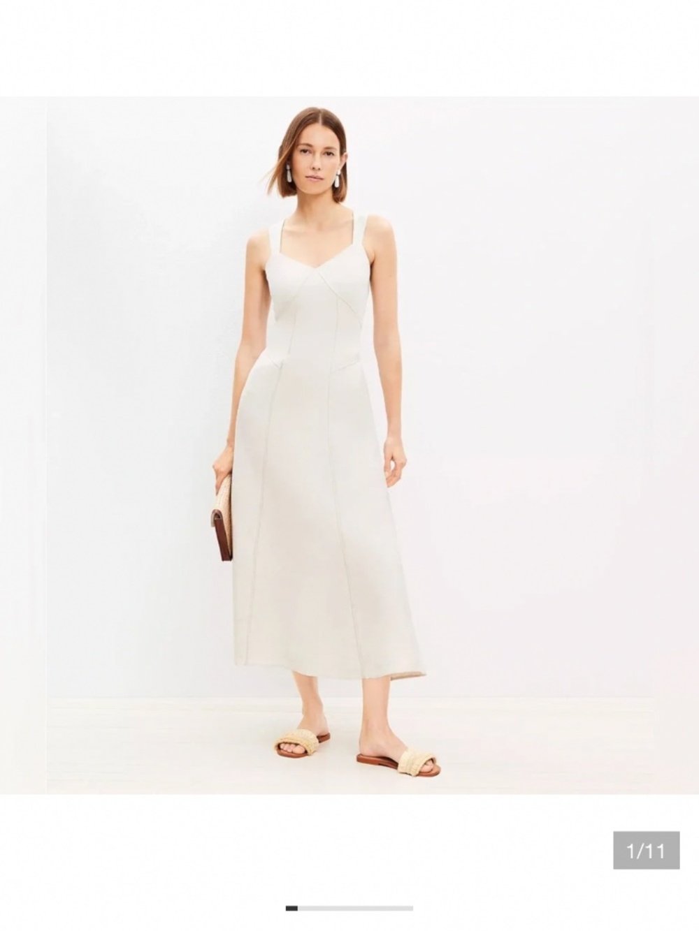 Loft linen midi dress size 2